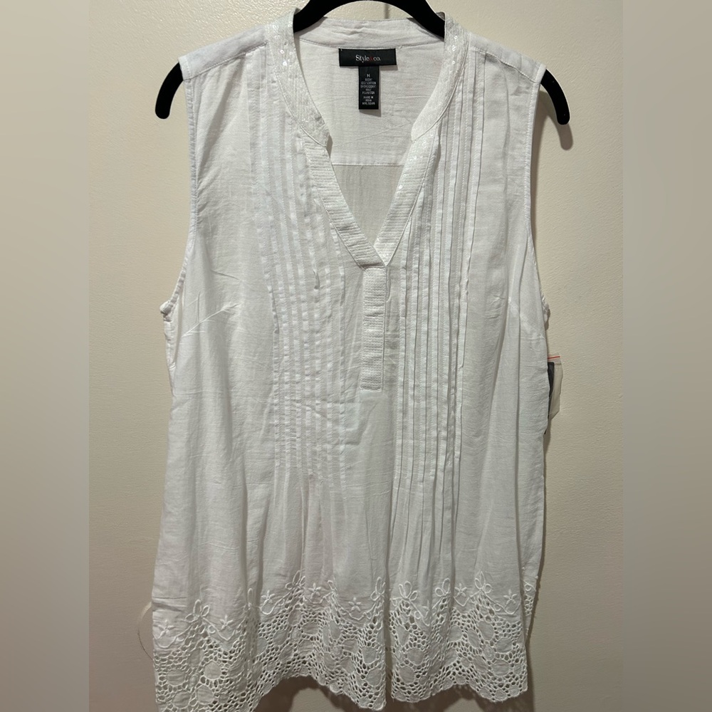 Shirting Sleeveless Top with Sequins - NWT